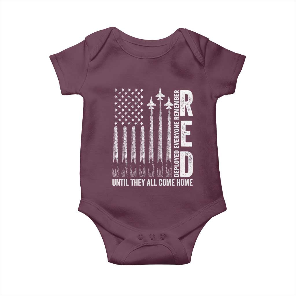 RED Friday Remember Everyone Deployed Baby Onesie Military American Flag TS10 Maroon Print Your Wear