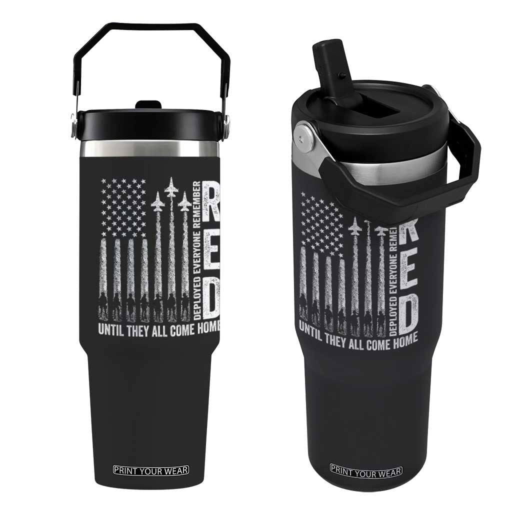 RED Friday Remember Everyone Deployed Flip Straw Tumbler Military American Flag TS10 One Size: 30 oz Black Print Your Wear