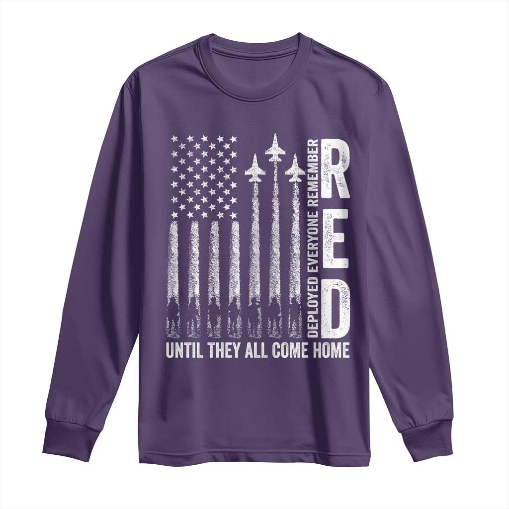 RED Friday Remember Everyone Deployed Long Sleeve Shirt Military American Flag TS10 Purple Print Your Wear