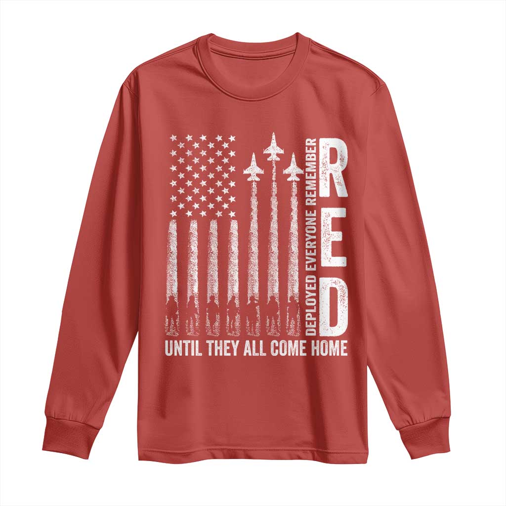 RED Friday Remember Everyone Deployed Long Sleeve Shirt Military American Flag TS10 Red Print Your Wear