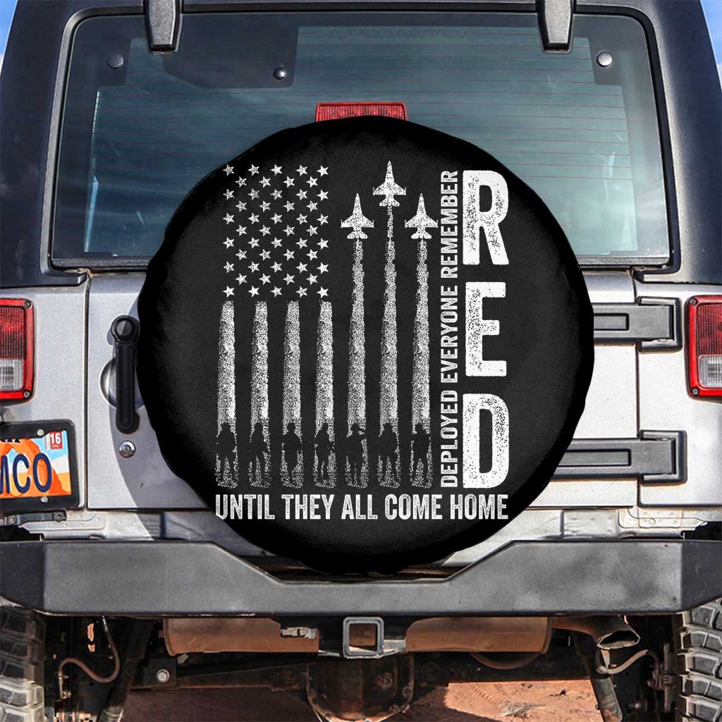 RED Friday Remember Everyone Deployed Spare Tire Cover Military American Flag TS10 No hole Black Print Your Wear