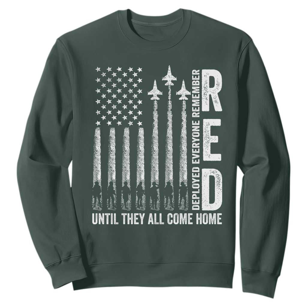 RED Friday Remember Everyone Deployed Sweatshirt Military American Flag TS10 Dark Forest Green Print Your Wear