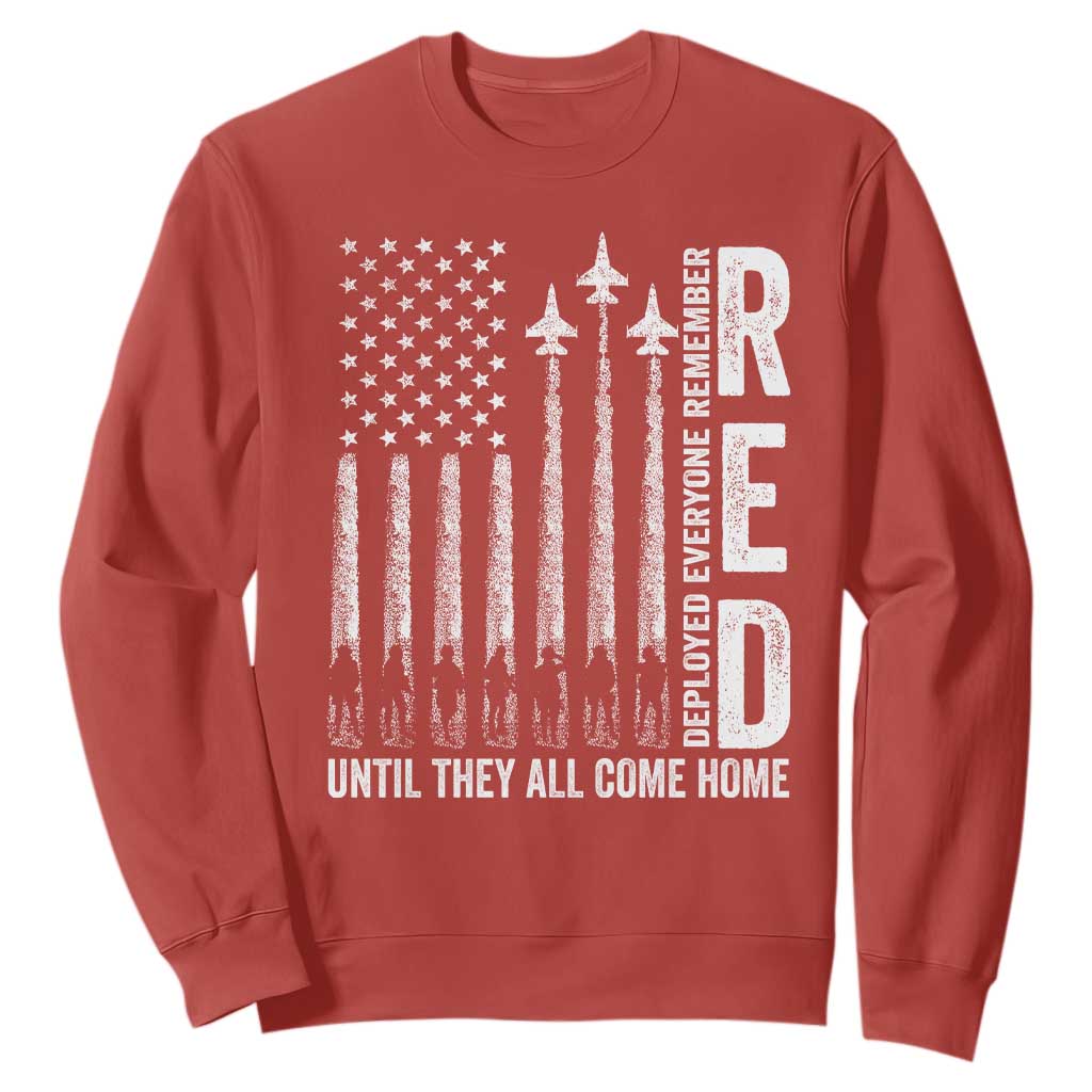 RED Friday Remember Everyone Deployed Sweatshirt Military American Flag TS10 Red Print Your Wear