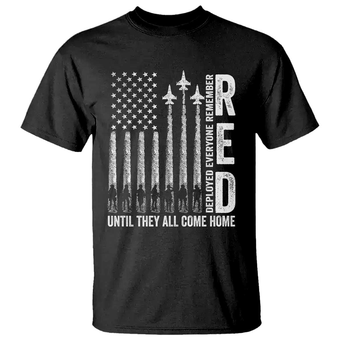 RED Friday Remember Everyone Deployed T Shirt Military American Flag TS10 Black Print Your Wear