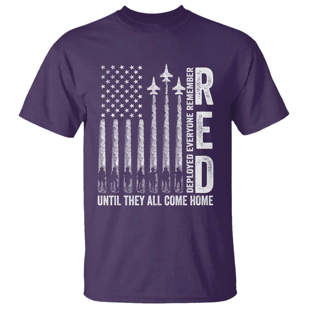 RED Friday Remember Everyone Deployed T Shirt Military American Flag TS10 Purple Print Your Wear