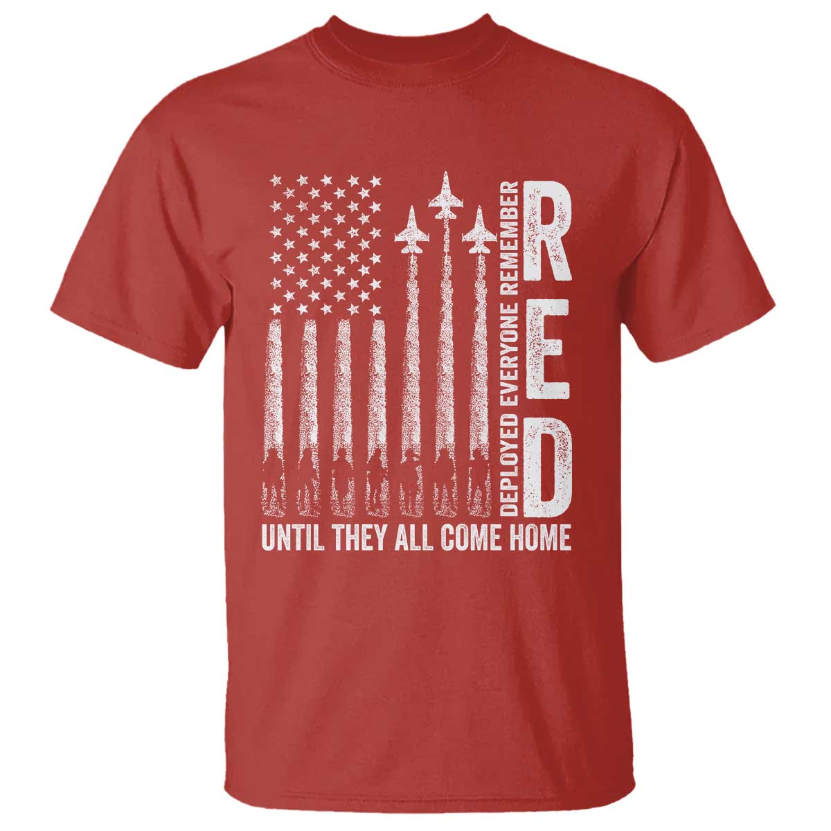 RED Friday Remember Everyone Deployed T Shirt Military American Flag TS10 Red Print Your Wear