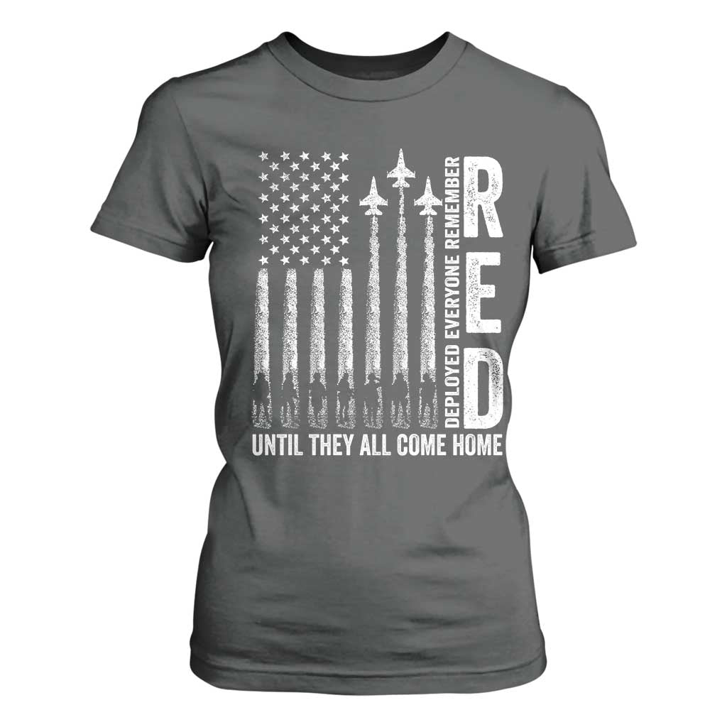 RED Friday Remember Everyone Deployed T Shirt For Women Military American Flag TS10 Dark Heather Print Your Wear
