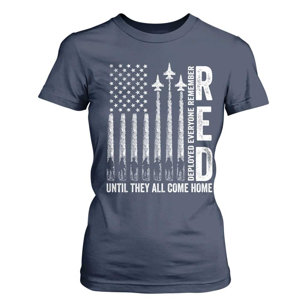 RED Friday Remember Everyone Deployed T Shirt For Women Military American Flag TS10 Navy Print Your Wear