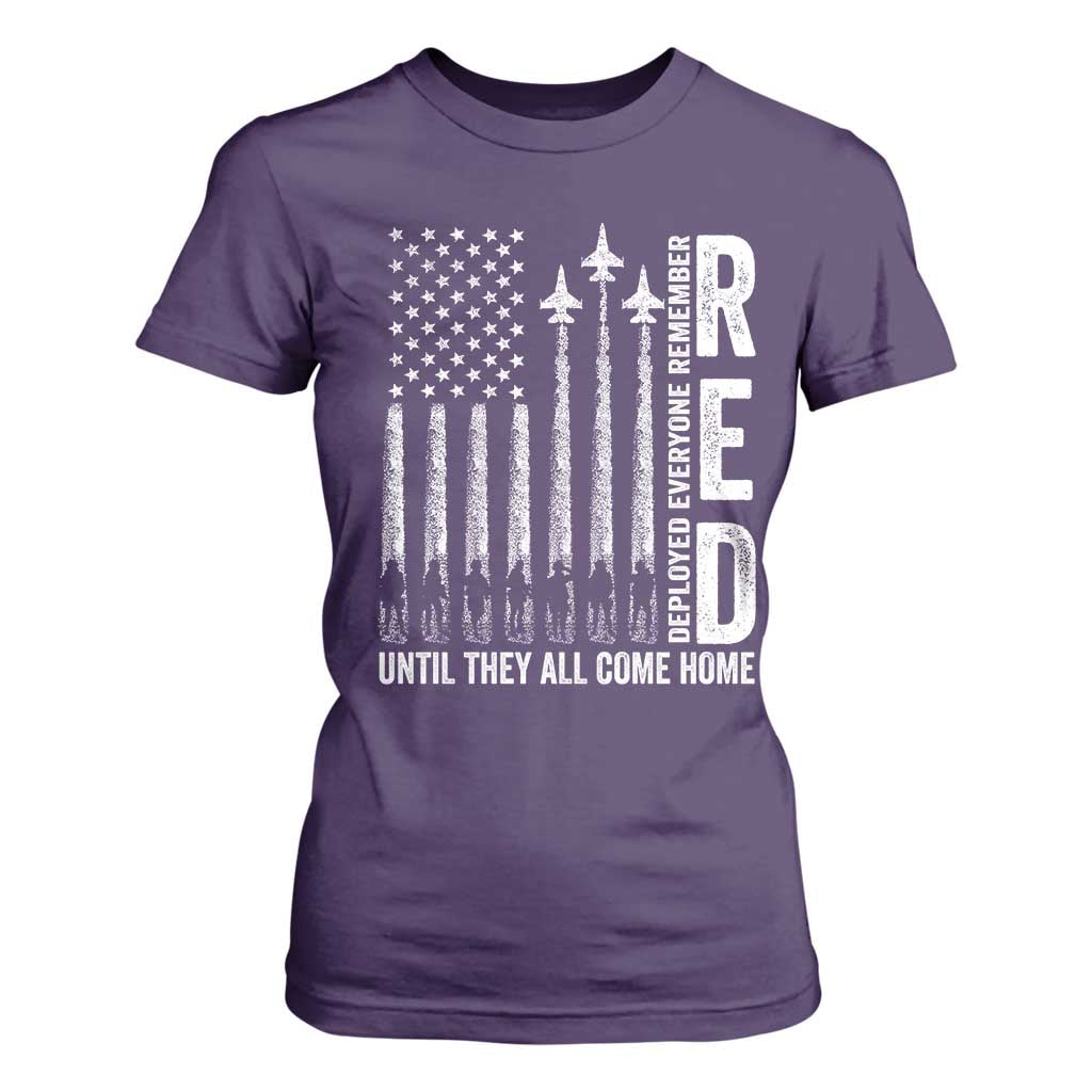 RED Friday Remember Everyone Deployed T Shirt For Women Military American Flag TS10 Purple Print Your Wear