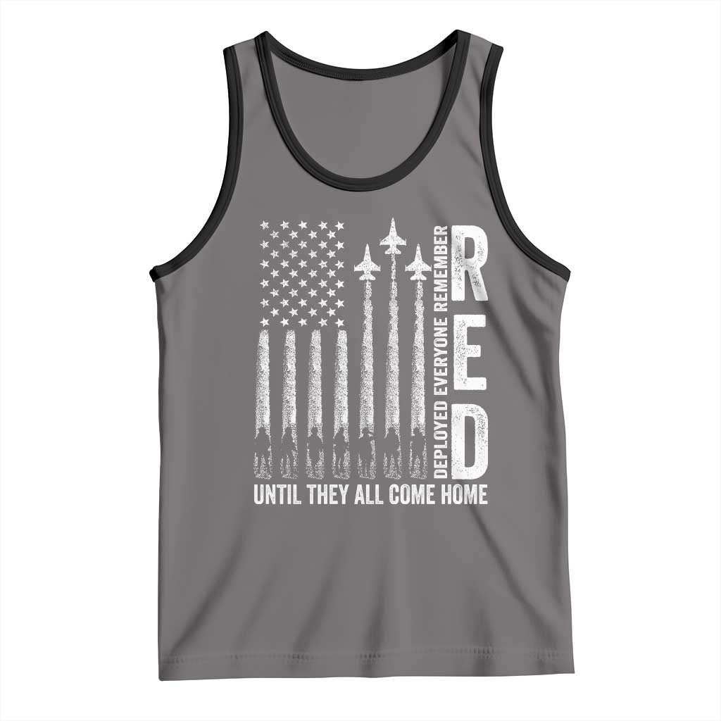RED Friday Remember Everyone Deployed Tank Top Military American Flag TS10 Deep Heather Black Print Your Wear