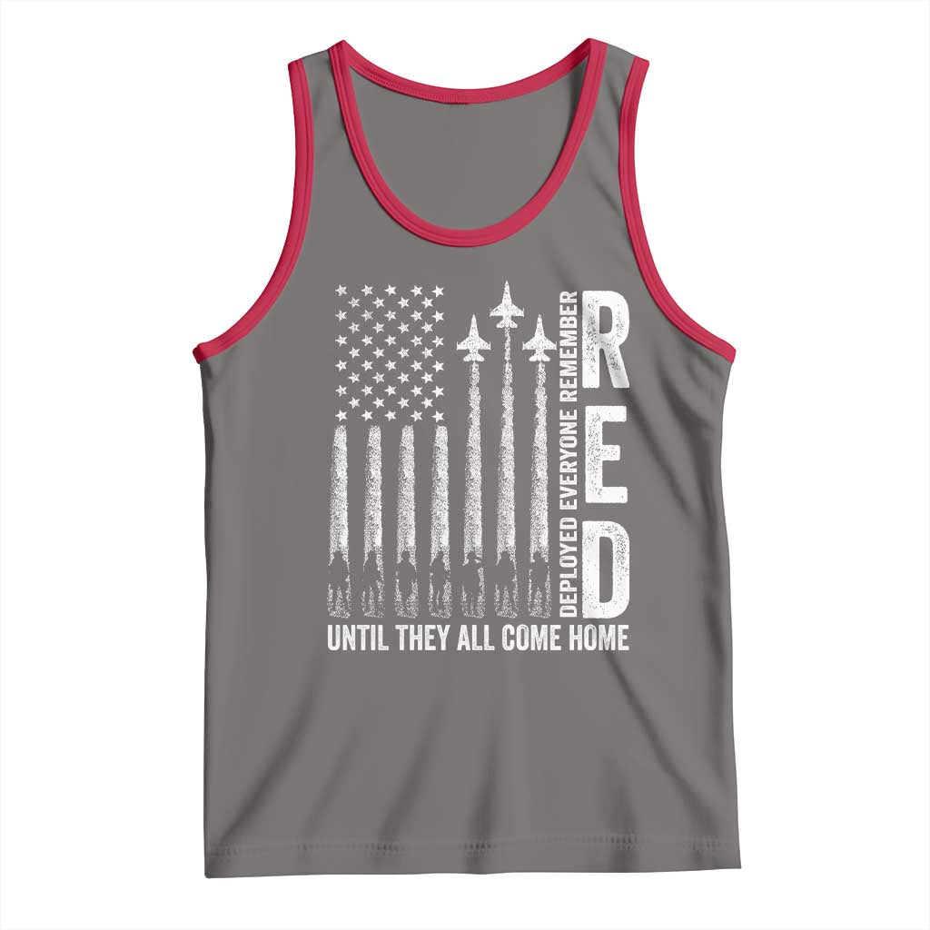 RED Friday Remember Everyone Deployed Tank Top Military American Flag TS10 Deep Heather Red Print Your Wear