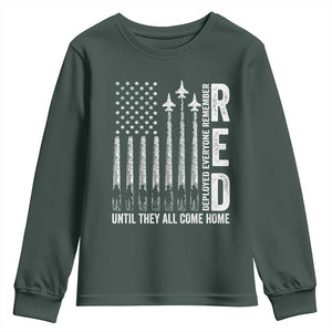 RED Friday Remember Everyone Deployed Youth Sweatshirt Military American Flag TS10 Dark Forest Green Print Your Wear