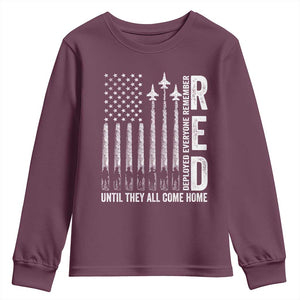RED Friday Remember Everyone Deployed Youth Sweatshirt Military American Flag TS10 Maroon Print Your Wear