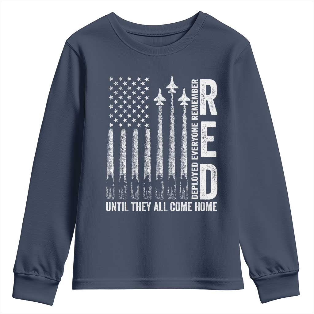RED Friday Remember Everyone Deployed Youth Sweatshirt Military American Flag TS10 Navy Print Your Wear