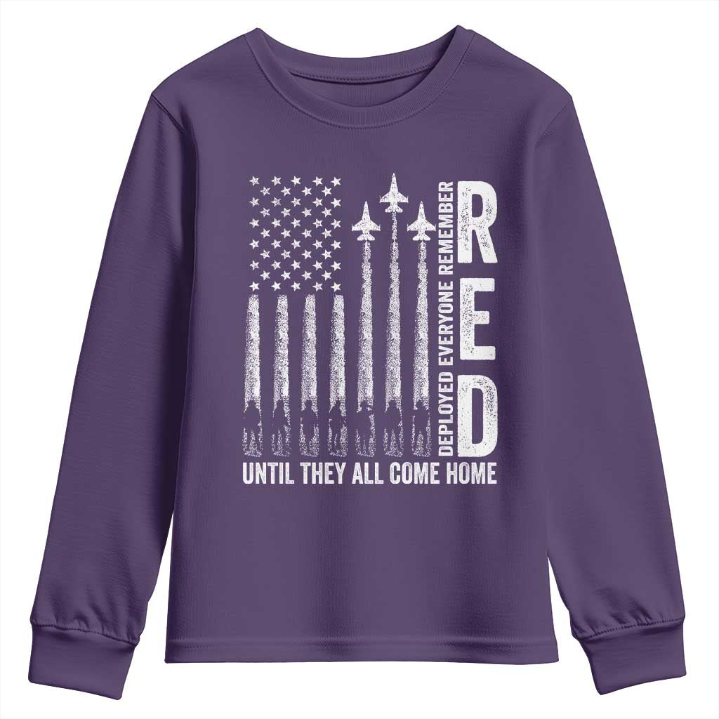 RED Friday Remember Everyone Deployed Youth Sweatshirt Military American Flag TS10 Purple Print Your Wear