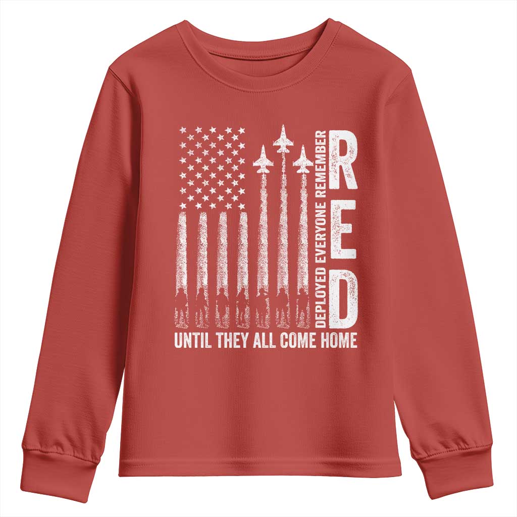 RED Friday Remember Everyone Deployed Youth Sweatshirt Military American Flag TS10 Red Print Your Wear