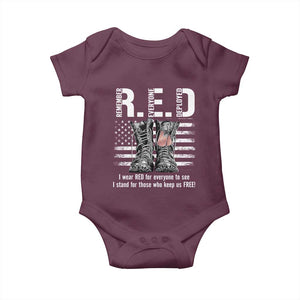 On Friday We Wear Red Military R.E.D Friday Baby Onesie American Flag TS10 Maroon Print Your Wear