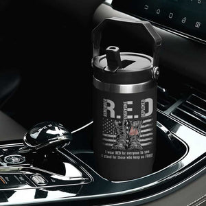 On Friday We Wear Red Military R.E.D Friday Flip Straw Tumbler American Flag TS10 Print Your Wear