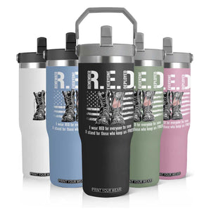 On Friday We Wear Red Military R.E.D Friday Flip Straw Tumbler American Flag TS10 Print Your Wear