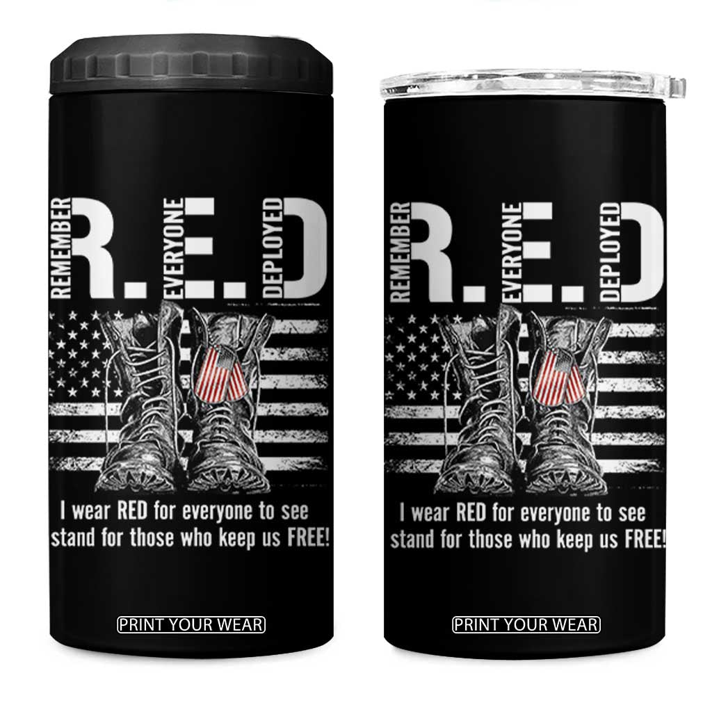 On Friday We Wear Red Military R.E.D Friday 4 in 1 Can Cooler Tumbler American Flag TS10 One Size: 16 oz Black Print Your Wear