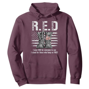 On Friday We Wear Red Military R.E.D Friday Hoodie American Flag TS10 Maroon Print Your Wear