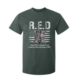 On Friday We Wear Red Military R.E.D Friday T Shirt For Kid American Flag TS10 Dark Forest Green Print Your Wear
