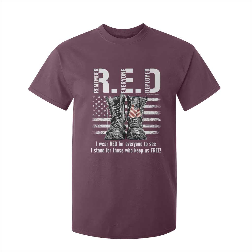 On Friday We Wear Red Military R.E.D Friday T Shirt For Kid American Flag TS10 Maroon Print Your Wear