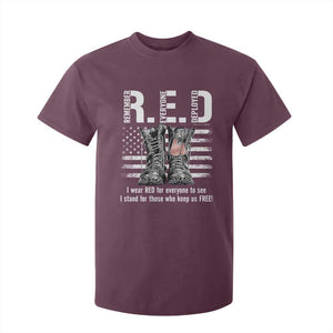 On Friday We Wear Red Military R.E.D Friday T Shirt For Kid American Flag TS10 Maroon Print Your Wear
