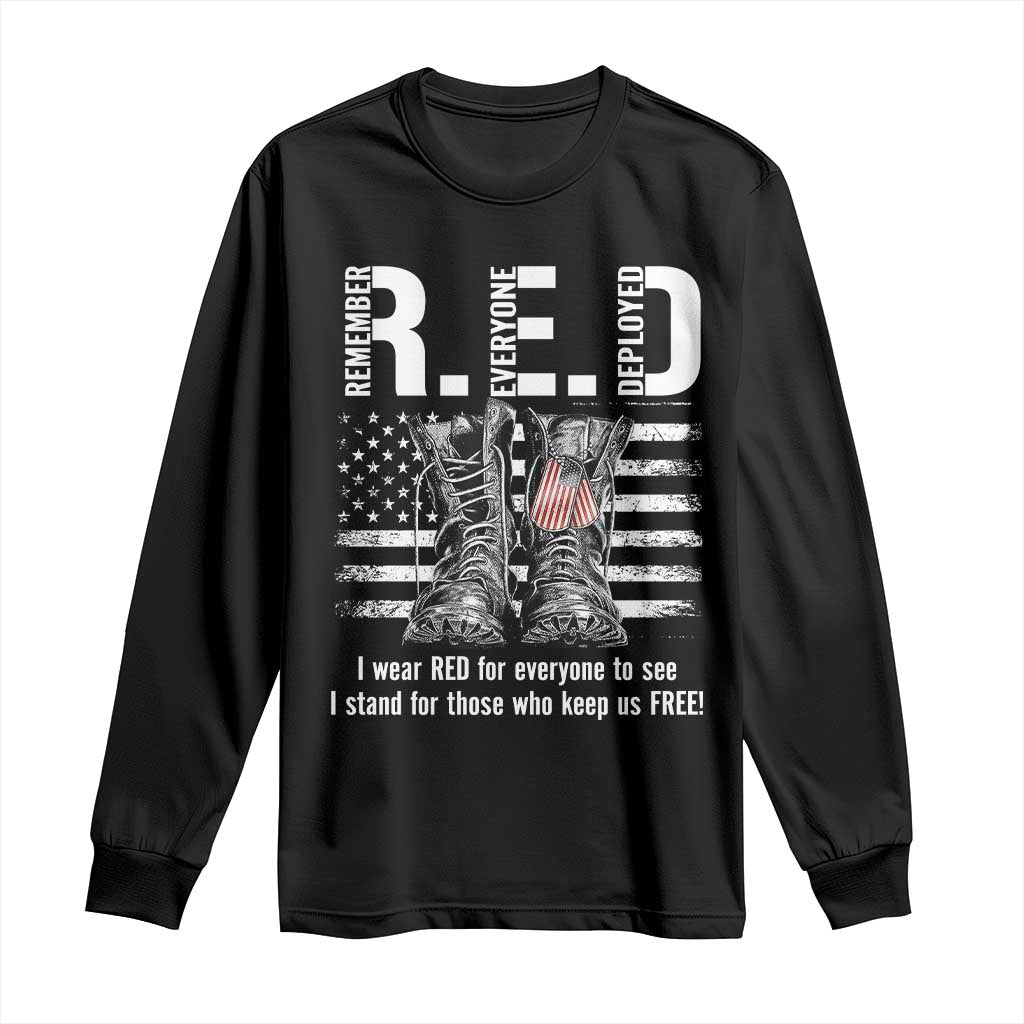 On Friday We Wear Red Military R.E.D Friday Long Sleeve Shirt American Flag TS10 Black Print Your Wear