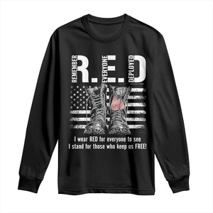 On Friday We Wear Red Military R.E.D Friday Long Sleeve Shirt American Flag TS10 Black Print Your Wear