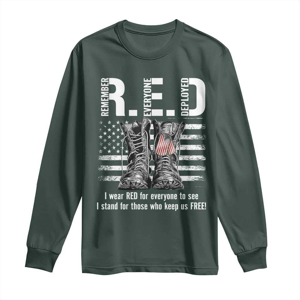 On Friday We Wear Red Military R.E.D Friday Long Sleeve Shirt American Flag TS10 Dark Forest Green Print Your Wear