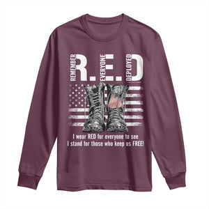 On Friday We Wear Red Military R.E.D Friday Long Sleeve Shirt American Flag TS10 Maroon Print Your Wear