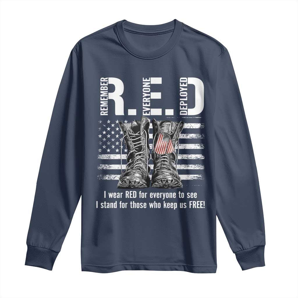 On Friday We Wear Red Military R.E.D Friday Long Sleeve Shirt American Flag TS10 Navy Print Your Wear