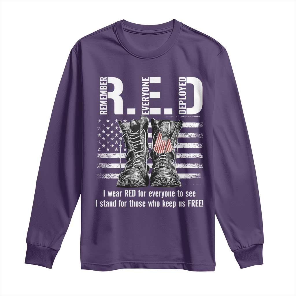 On Friday We Wear Red Military R.E.D Friday Long Sleeve Shirt American Flag TS10 Purple Print Your Wear