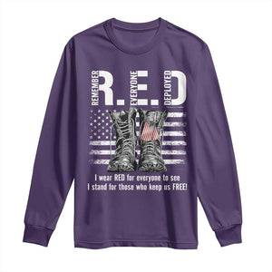 On Friday We Wear Red Military R.E.D Friday Long Sleeve Shirt American Flag TS10 Purple Print Your Wear