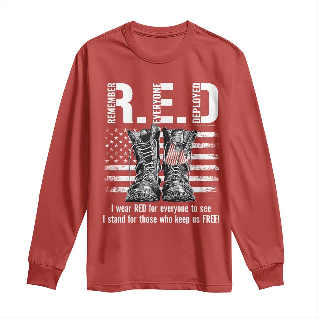 On Friday We Wear Red Military R.E.D Friday Long Sleeve Shirt American Flag TS10 Red Print Your Wear
