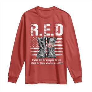 On Friday We Wear Red Military R.E.D Friday Long Sleeve Shirt American Flag TS10 Red Print Your Wear