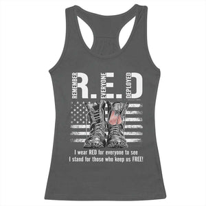 On Friday We Wear Red Military R.E.D Friday Racerback Tank Top American Flag TS10 Dark Heather Print Your Wear