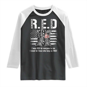 On Friday We Wear Red Military R.E.D Friday Raglan Shirt American Flag TS10 Black White Print Your Wear