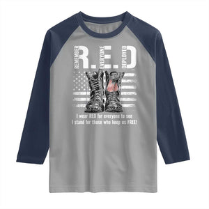 On Friday We Wear Red Military R.E.D Friday Raglan Shirt American Flag TS10 Sport Gray Navy Print Your Wear