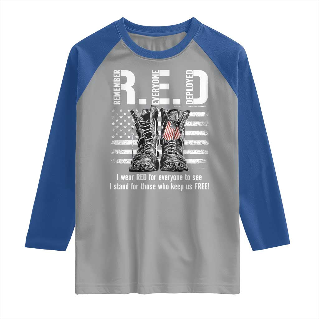 On Friday We Wear Red Military R.E.D Friday Raglan Shirt American Flag TS10 Sport Gray Royal Print Your Wear
