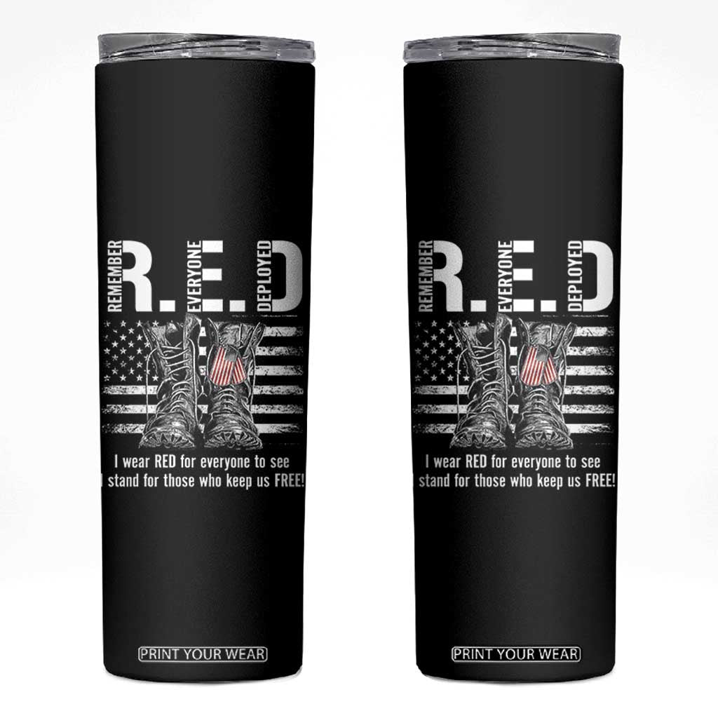 On Friday We Wear Red Military R.E.D Friday Skinny Tumbler American Flag TS10 Black Print Your Wear