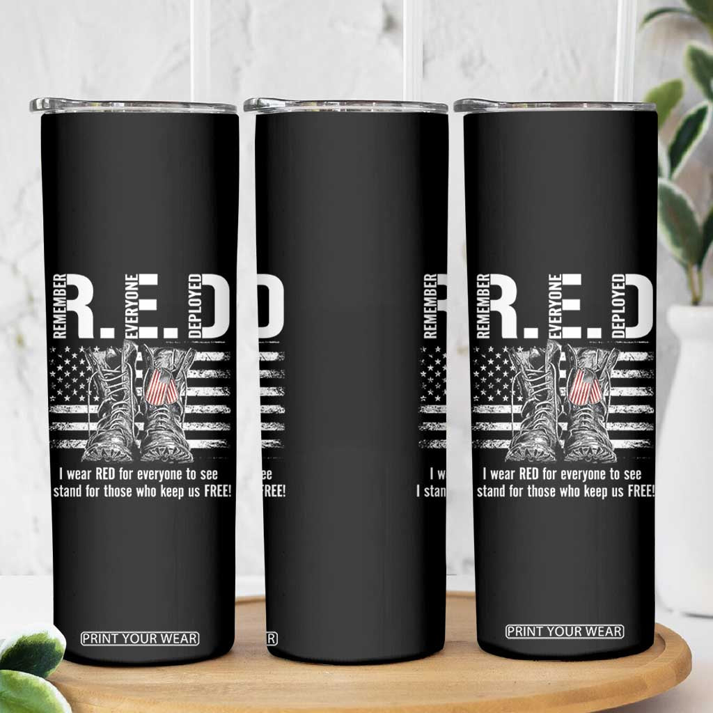 On Friday We Wear Red Military R.E.D Friday Skinny Tumbler American Flag TS10 Print Your Wear