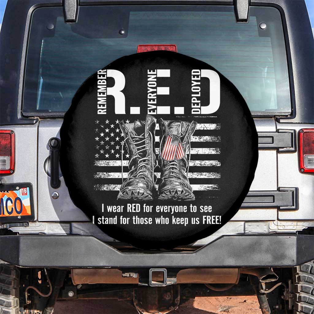 On Friday We Wear Red Military R.E.D Friday Spare Tire Cover American Flag TS10 No hole Black Print Your Wear