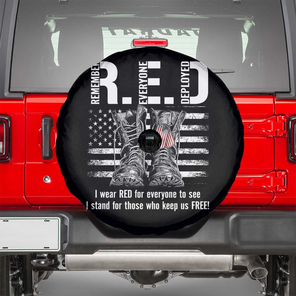 On Friday We Wear Red Military R.E.D Friday Spare Tire Cover American Flag TS10 Black Print Your Wear