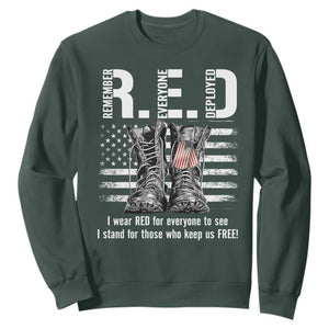 On Friday We Wear Red Military R.E.D Friday Sweatshirt American Flag TS10 Dark Forest Green Print Your Wear
