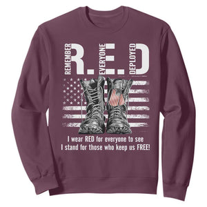 On Friday We Wear Red Military R.E.D Friday Sweatshirt American Flag TS10 Maroon Print Your Wear