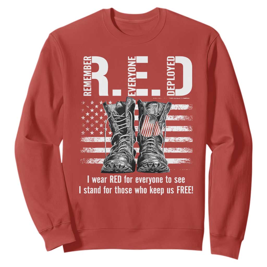 On Friday We Wear Red Military R.E.D Friday Sweatshirt American Flag TS10 Red Print Your Wear