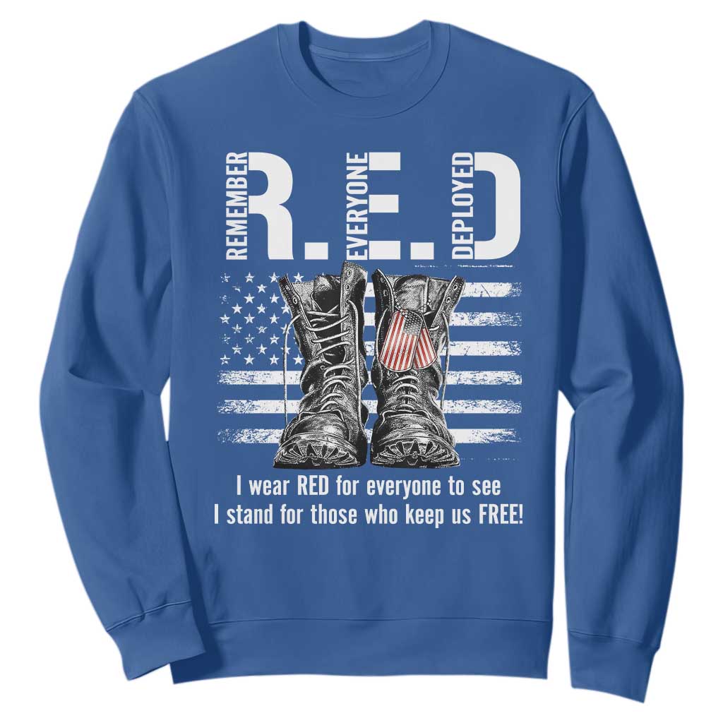 On Friday We Wear Red Military R.E.D Friday Sweatshirt American Flag TS10 Royal Blue Print Your Wear
