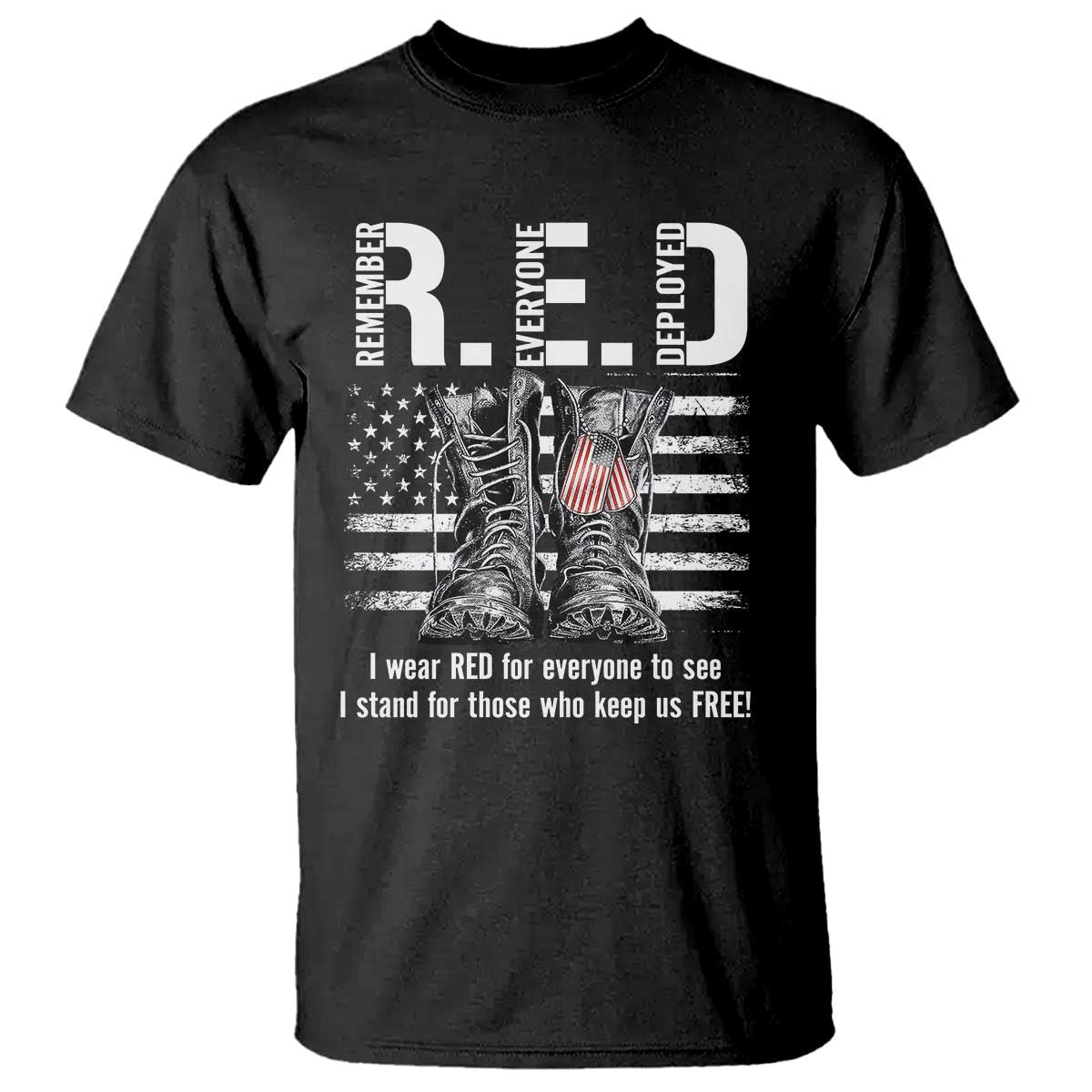 On Friday We Wear Red Military R.E.D Friday T Shirt American Flag TS10 Black Print Your Wear